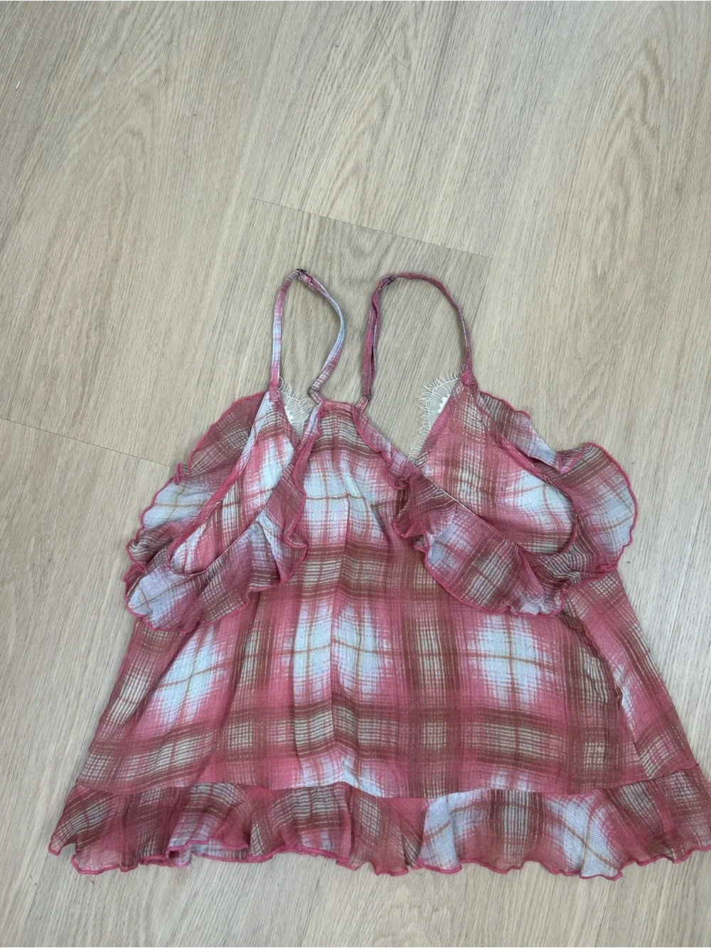 Free People Fallen Angel Plaid Louge Top Tank Cami S - Picture 6 of 9